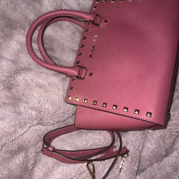 Michael Kors Red Studded Women's Bag - Picture 3 of 8